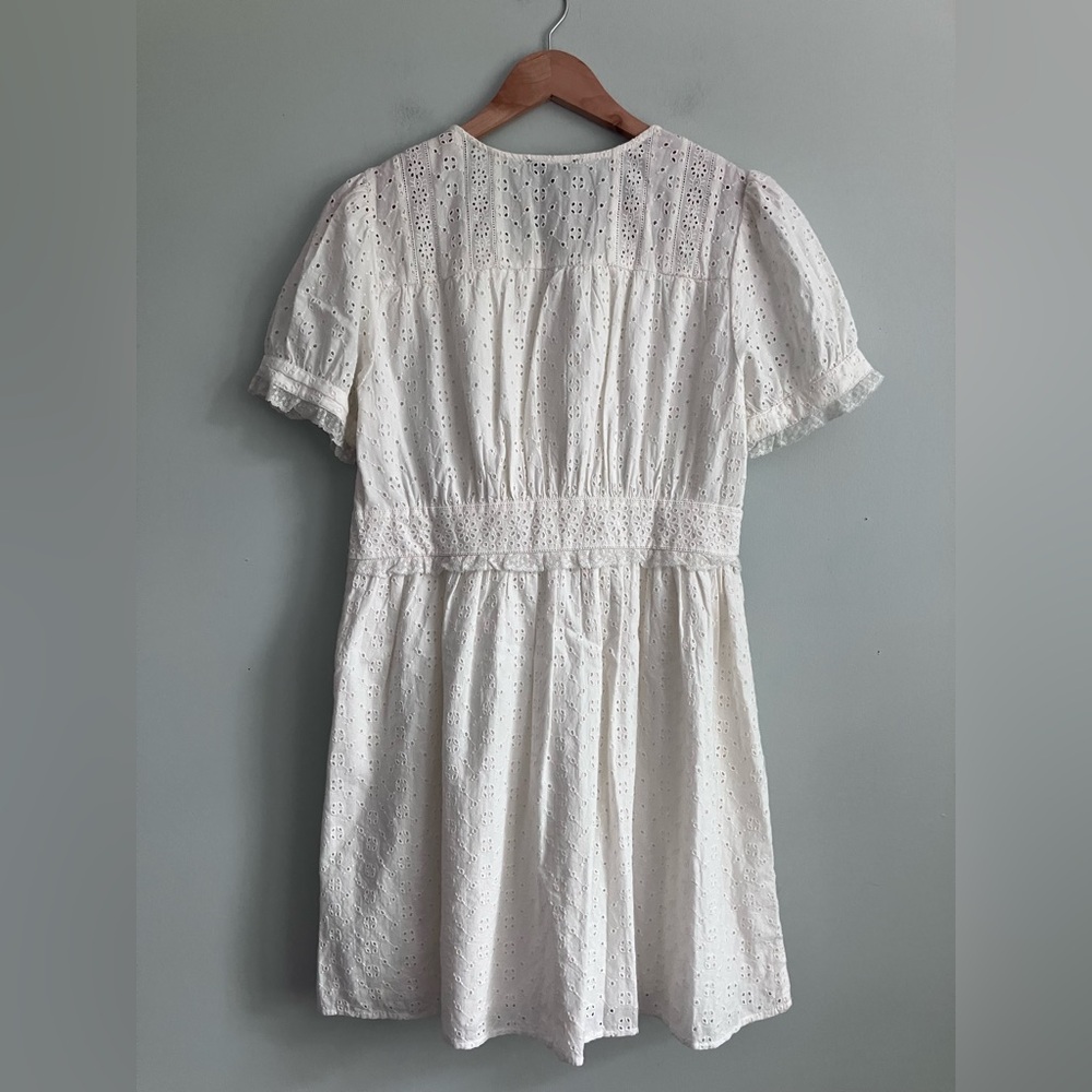 J CREW Off White Eyelet Aline Cotton Dress Size 8 - Picture 6 of 13